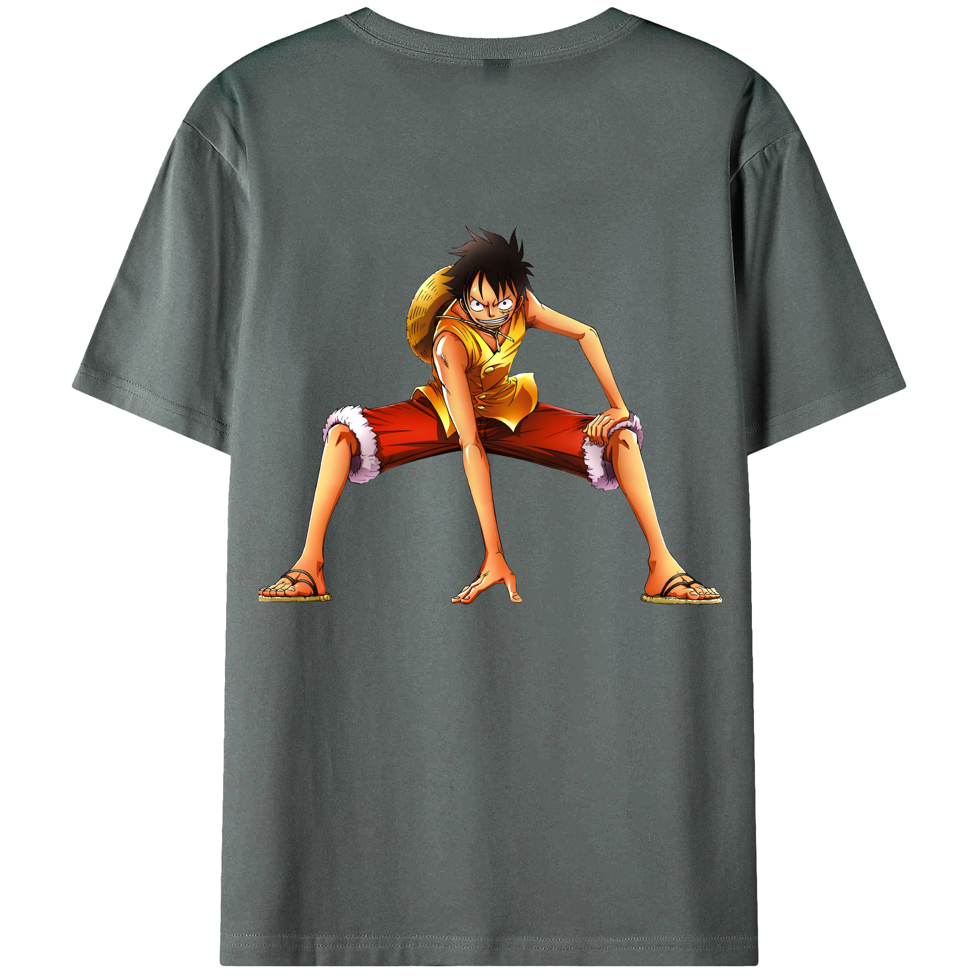 ワンピース モンキー・D・ルフィ ONE PIECE Monkey D. Luffy 綿100％ メンズ半袖Tシャツ（バックプリント） 通気性
